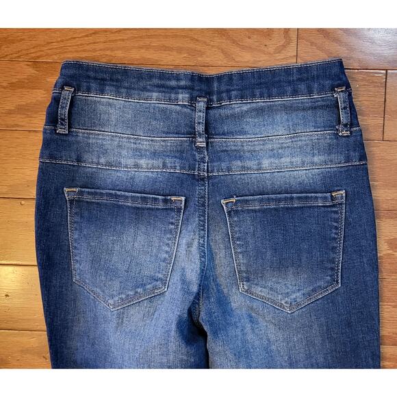 Refuge Jeans Womens Size 0 Skinny Blue Denim Stretch 3 Buttons Closure - Picture 4 of 9